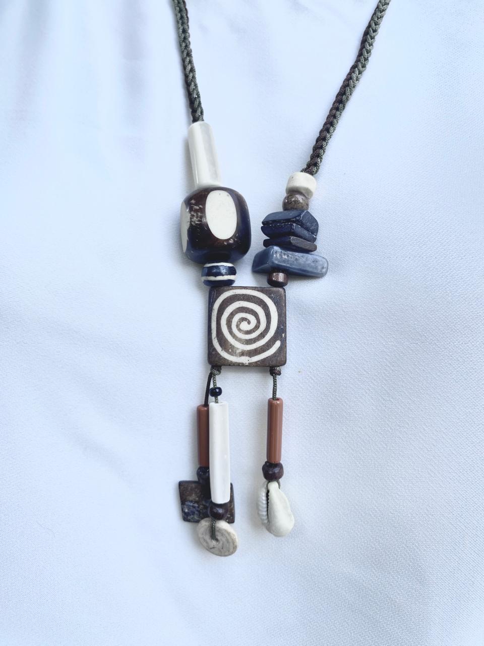 Crochet earthly bone bead necklace- Annie Sakhamo
