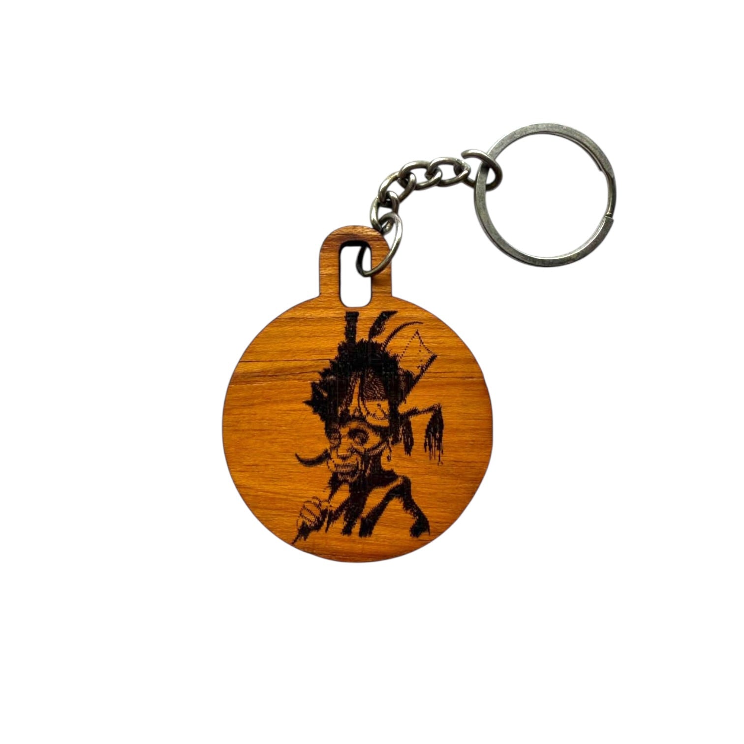 Custom Creation -Naga Headhunder Chief Round  Wooden keychain
