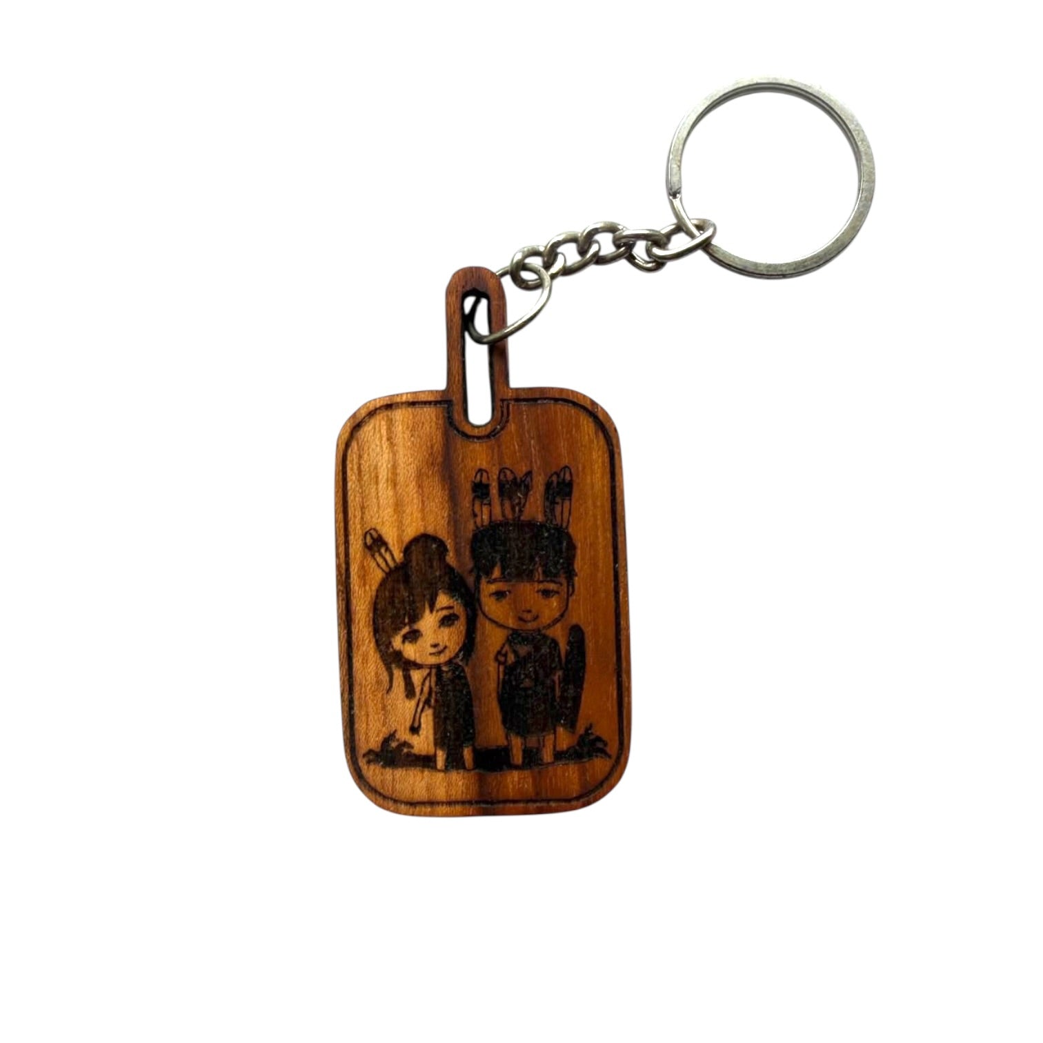 Custom Creation - Naga couple round rectangle Wooden keychain