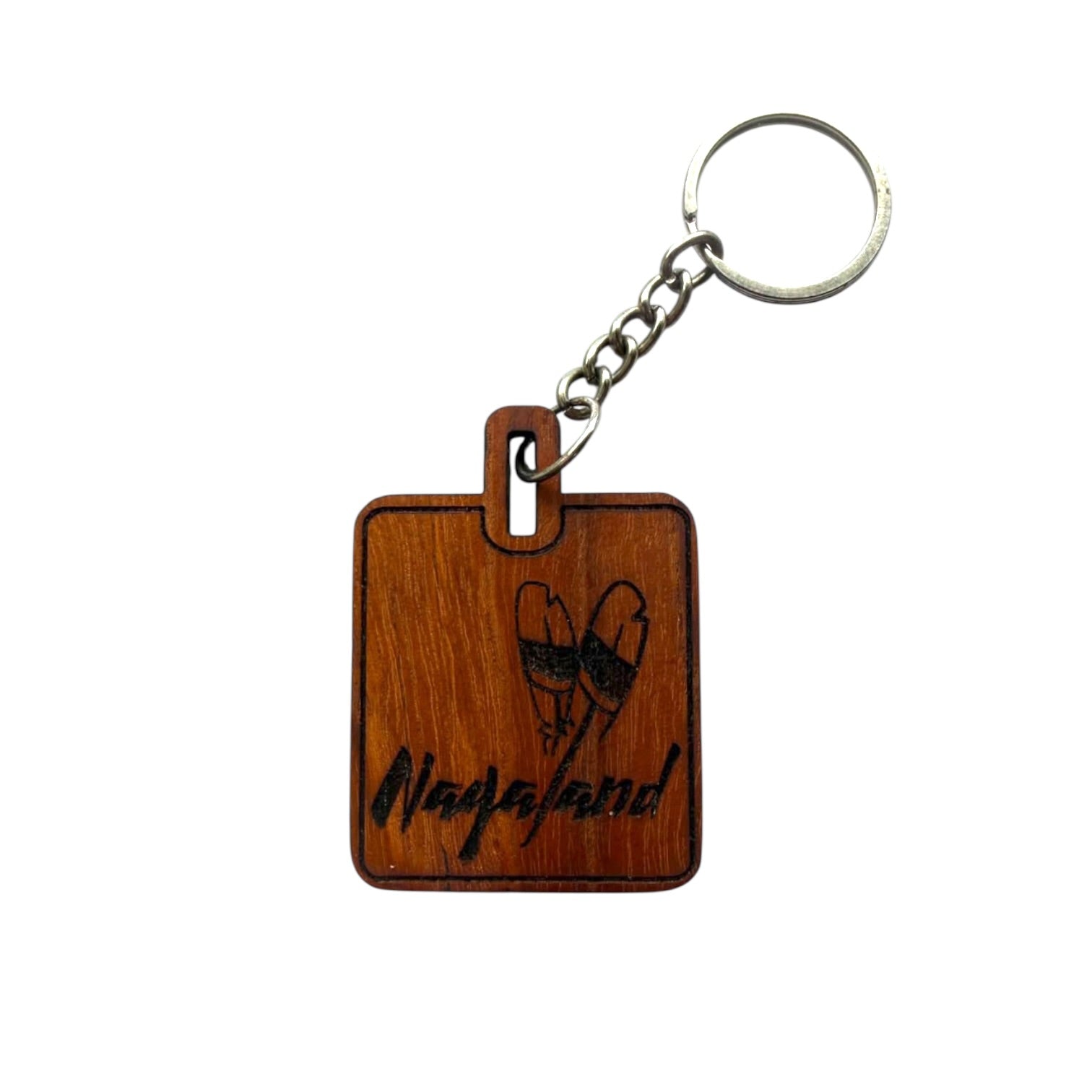 Custom Creation -Nagaland Feather square wooden keychain
