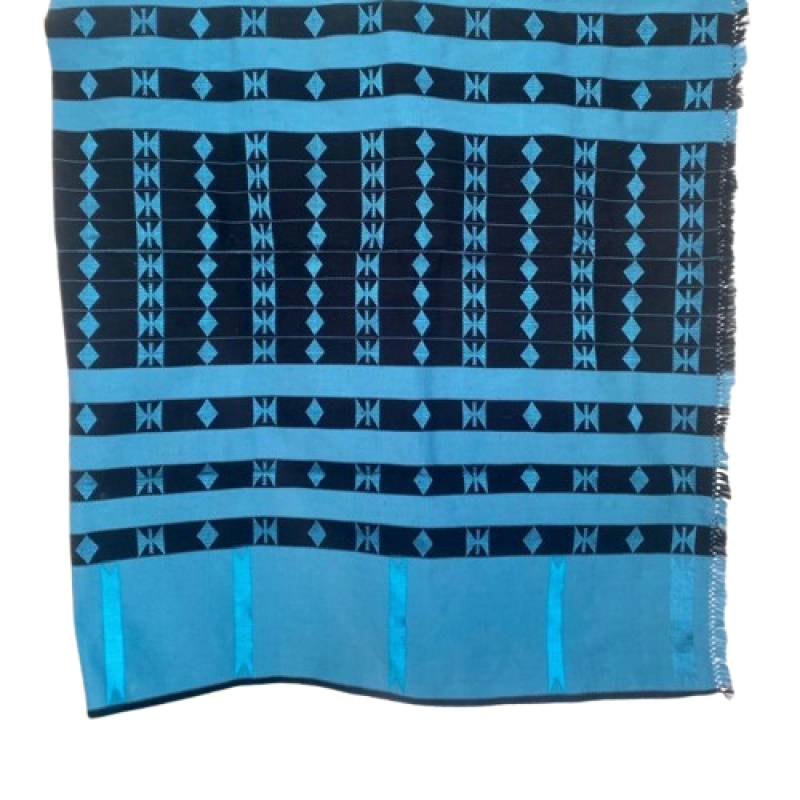 Cyan with Black Loin Loom wraparound - Ethnic Inspirations