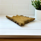 Display Platter Light Wood Leave Carved Design - Custom Creation