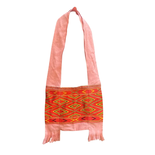 Ethnic Inspiration-Konyak sling bag motif peach colour bag