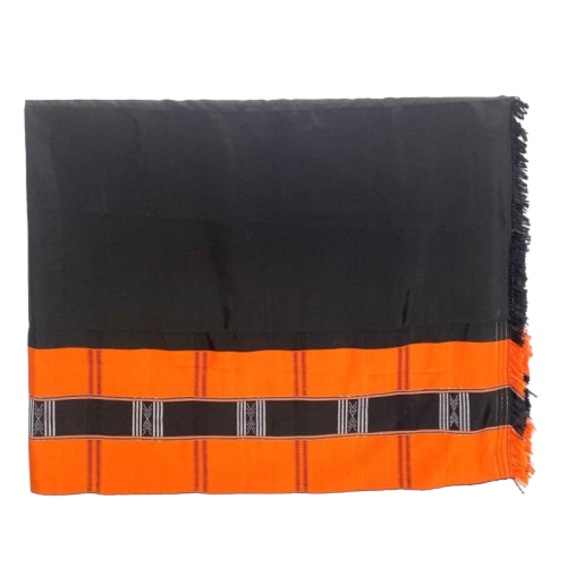Ethnic Inspirations - Loinloom Backstrap woven Khiamniungan women traditional orange wrap around