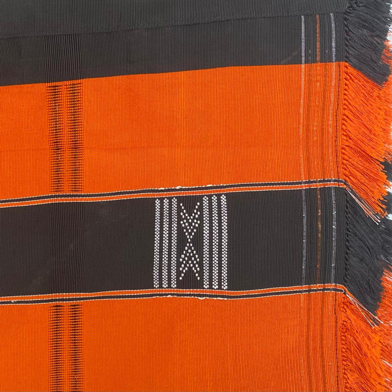 Ethnic Inspirations - Loinloom Backstrap woven Khiamniungan women traditional orange wrap around