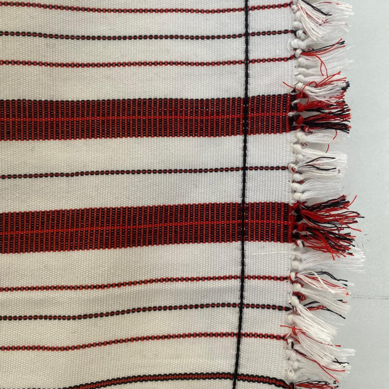 Ethnic Inspirations - Backstrap Loinloom Khiamniungan womens traditional white and red wraparound
