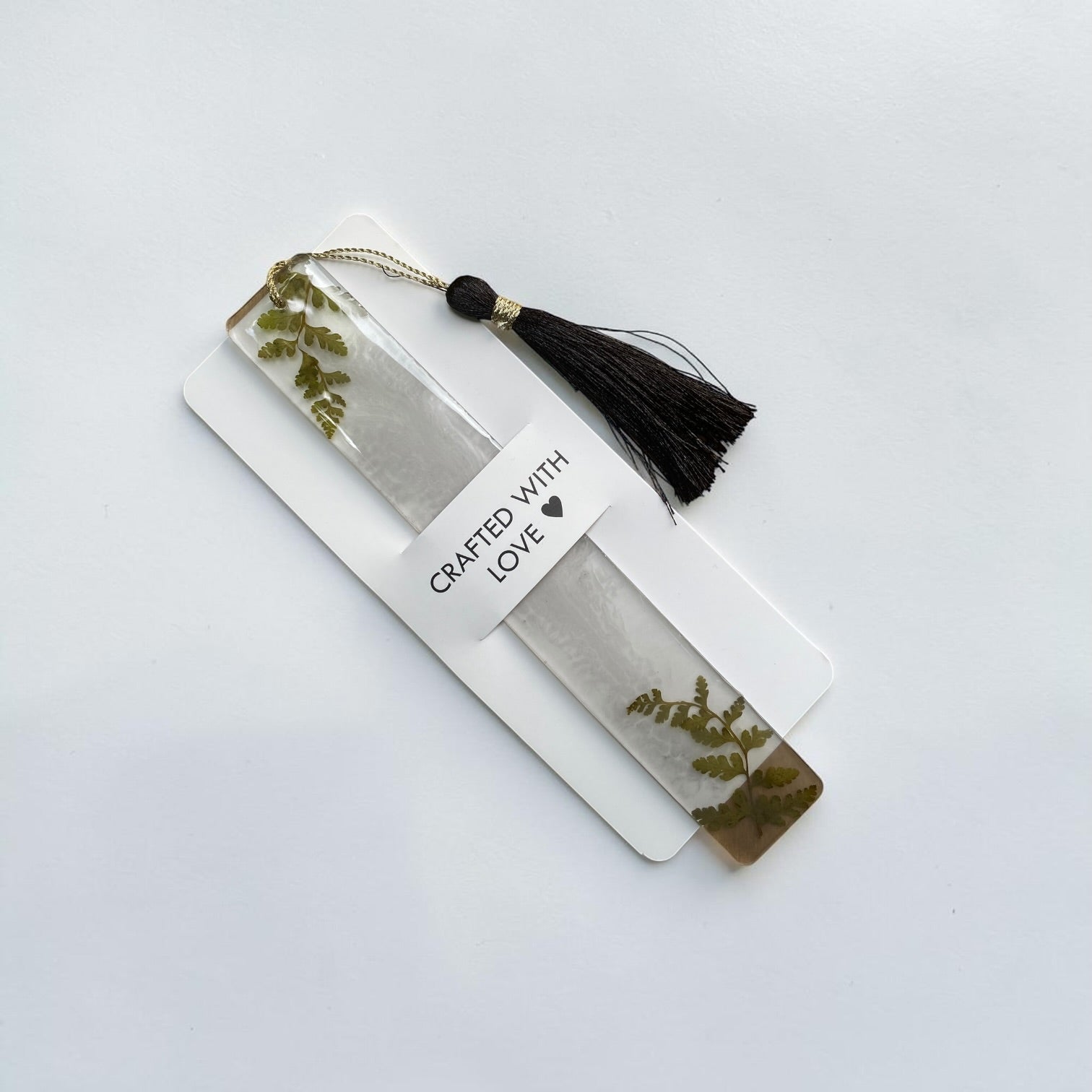 Fern -marron- botanical -resin- bookmark -with- black- tassel - Resin by Achila