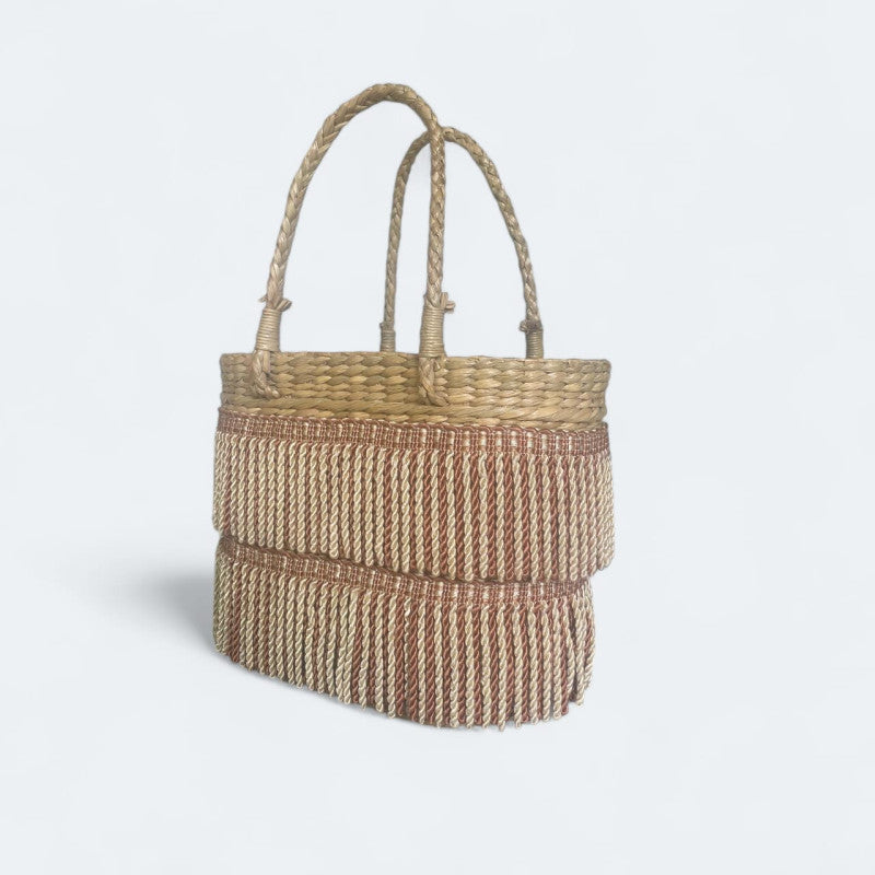 Flowerchild-Water Reed with Double Bronze and Cream Tassel Bag