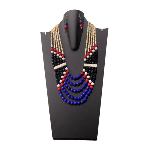 Flowerchild-Five Strands Round Beaded Necklace Set