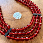 Flowerchild Pure Red Three Strand Necklace