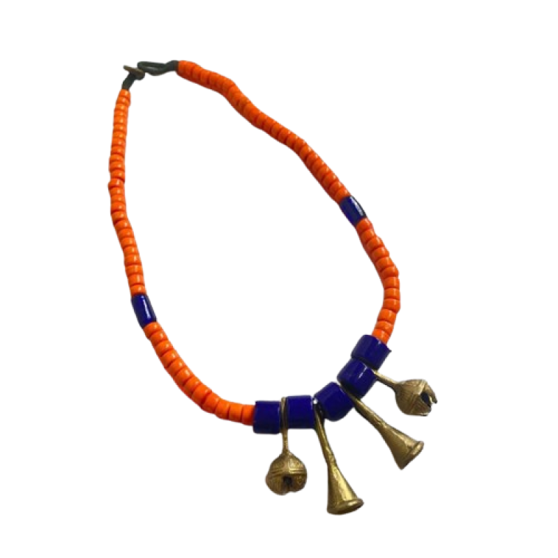 Flowerchild Single Strand Orange Beads Neckpiece