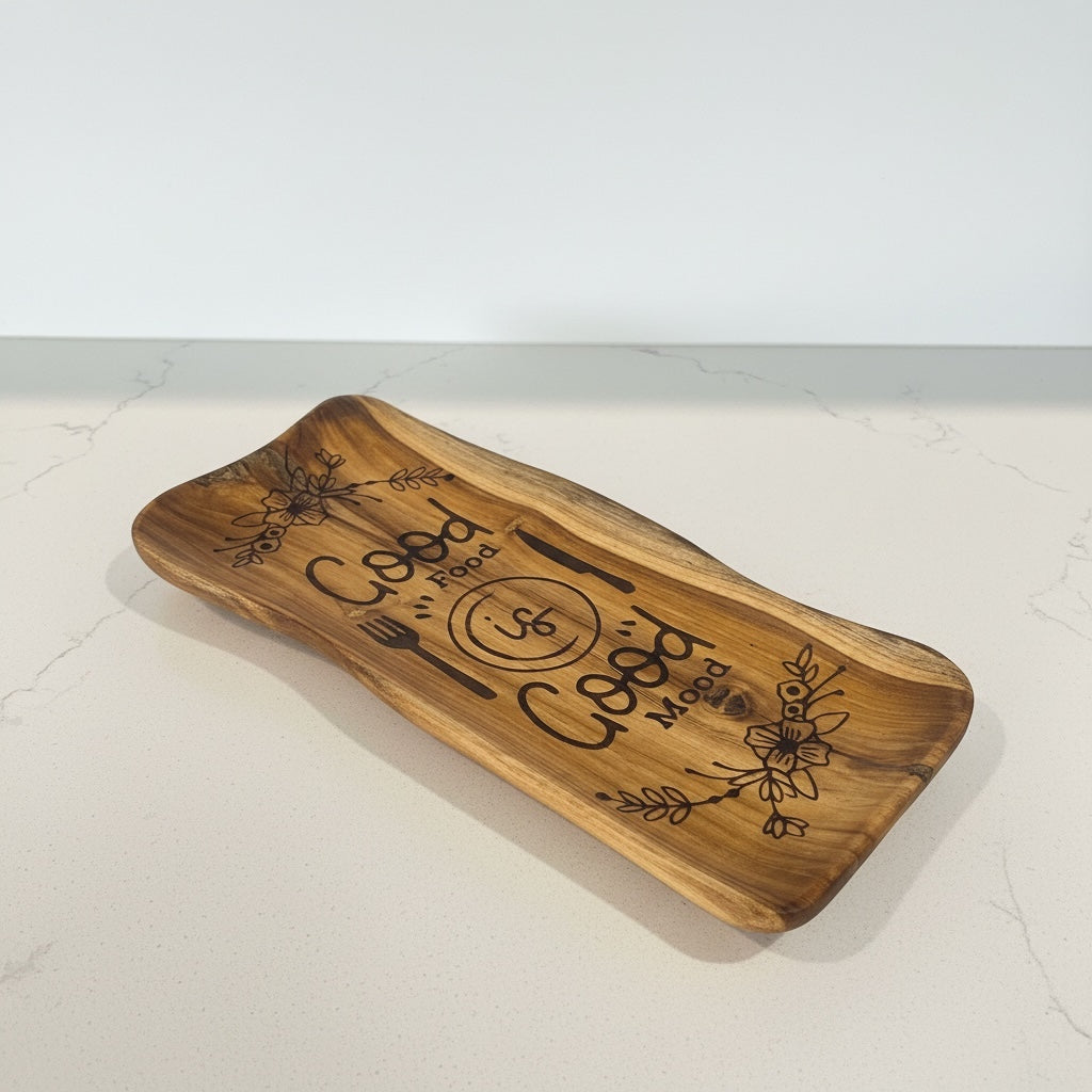 Good Food is Good mood wooden platter- Custom Creations