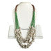 Green sustainable  beads with Cowrie shell layer necklace - Flower Child