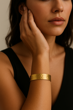 Hand-forged-brass-cuff-plain-bracelet-Wide-Treasured-elements