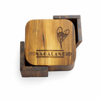 Wooden coaster set with 'Nagaland' engraving on a white background