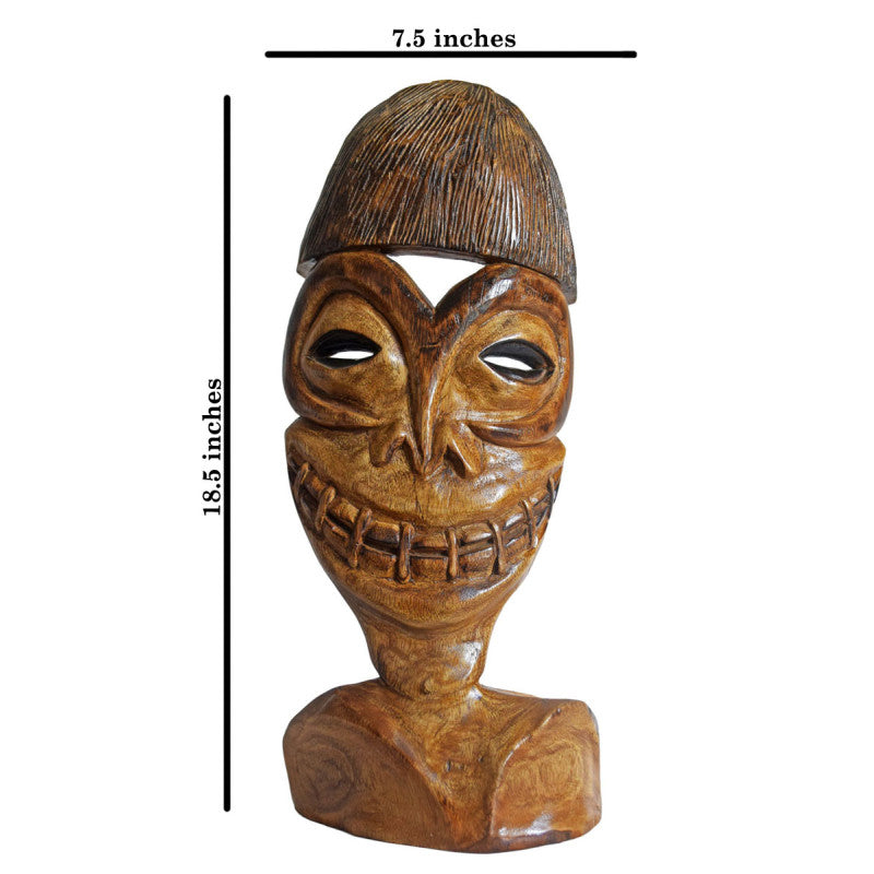 Home Decor Wooden Handcrafted Mask Large - Indigi Craft