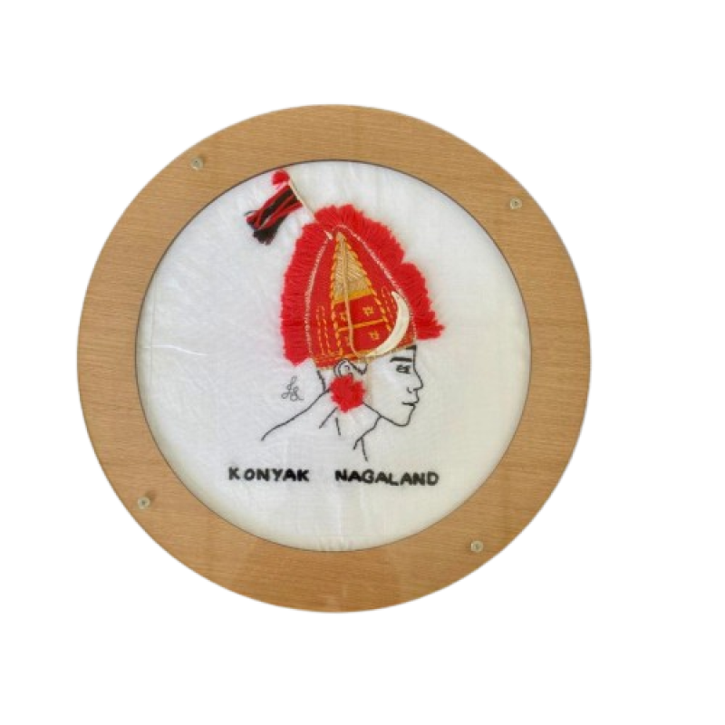 Konyak Boy with head gear Hand Embroidery wall decor - Ikali Studio