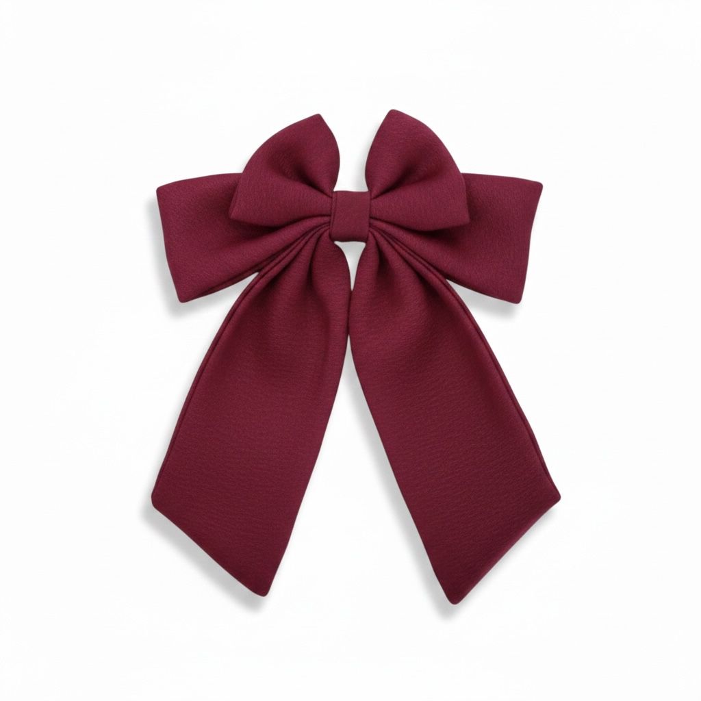 Maroon long tail bow clip