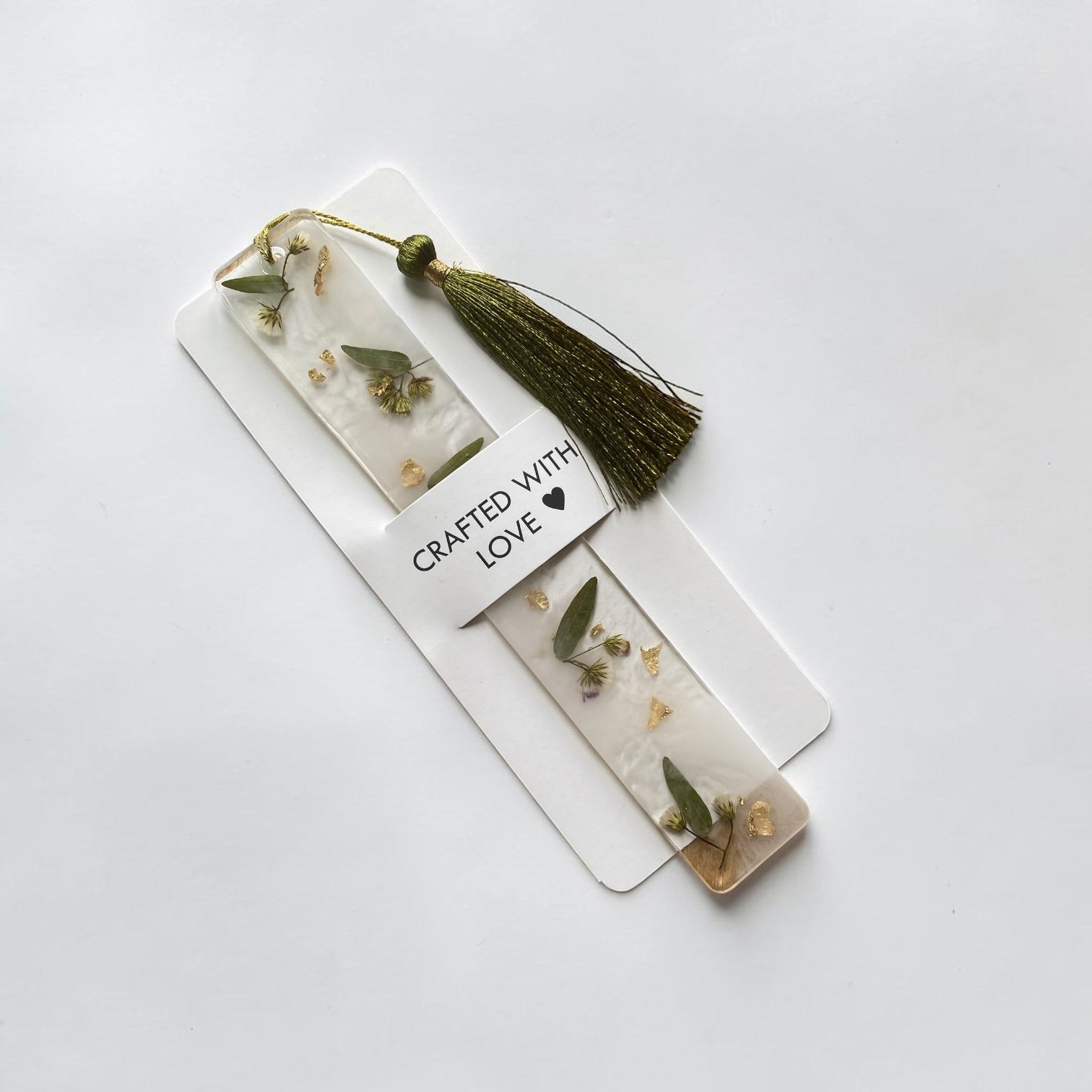 Minimal -green- leaf -clear -Resin- Bookmark- Resin by Achila