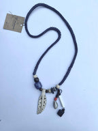 Mixed beads bone leaf necklace- Annie Sakhamo