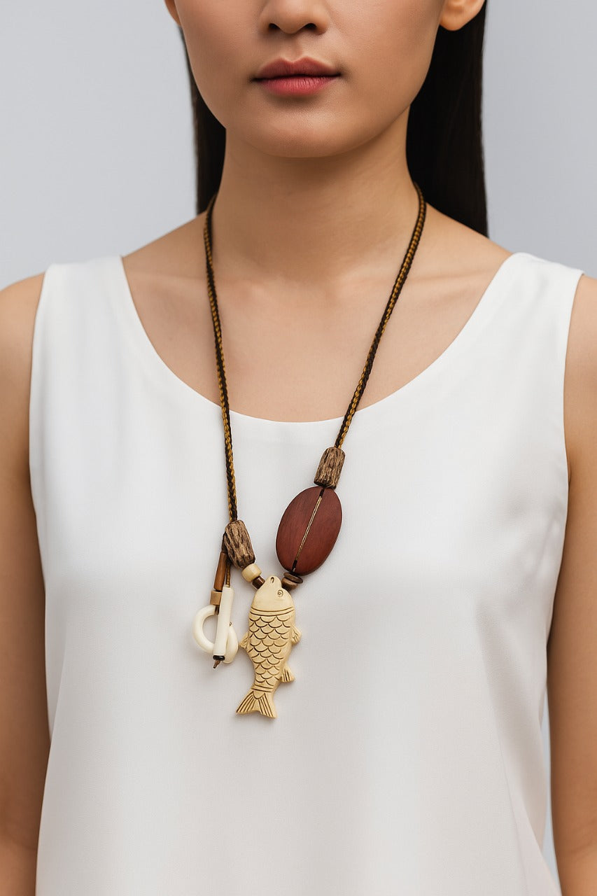 Mixed beads crochet piece necklace- Annie Sakhamo