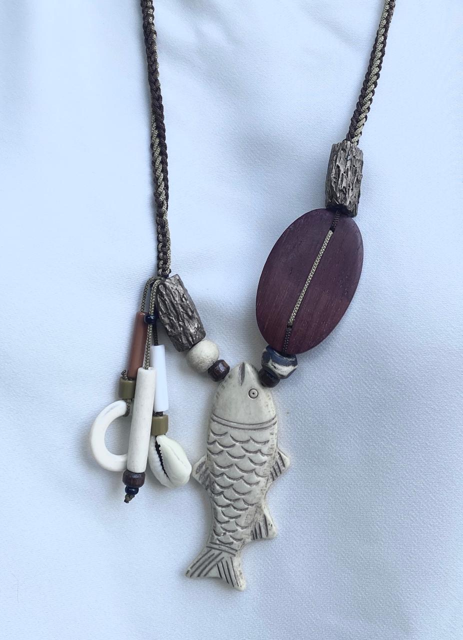 Mixed beads crochet piece necklace- Annie Sakhamo