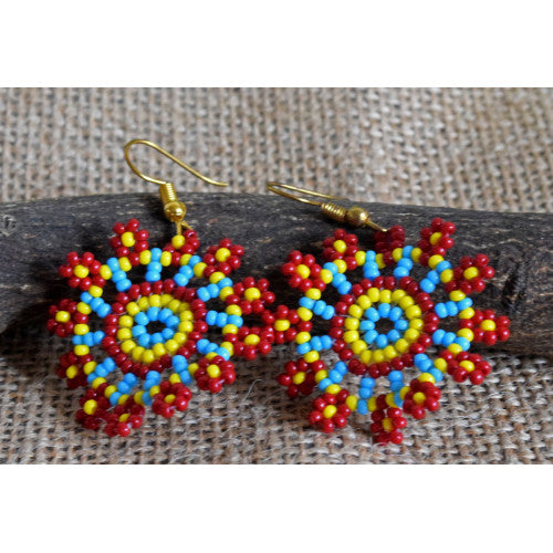Multicolor Beaded Flower Earring - Flower Child