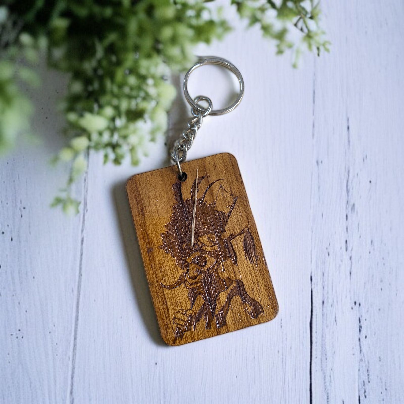 Naga-Warrior-Head-Gear-Design-Wooden-Rectangular-Key-Chain-Custom-Creations