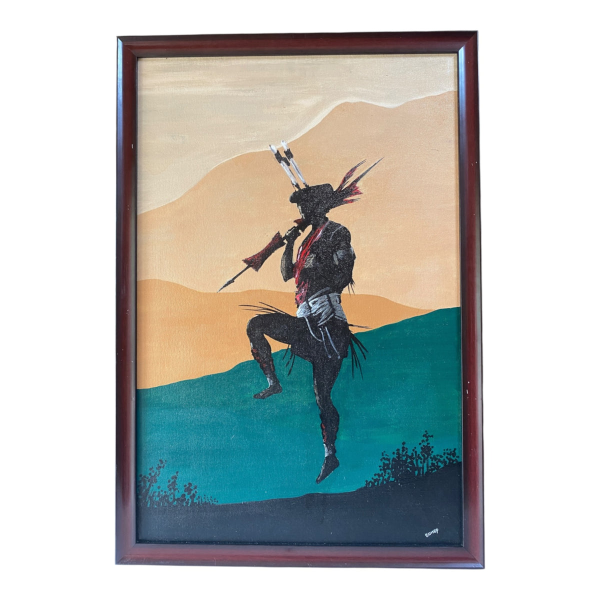 Naga Warrior Jump Dance Minimalist Framed Canvas Painting- Imlisunep