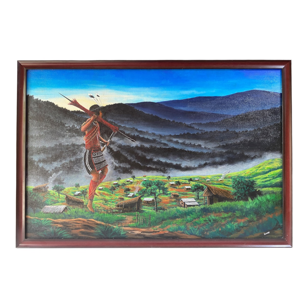 Naga Warrior Village Landscape Canvas Painting-  Imlisunep