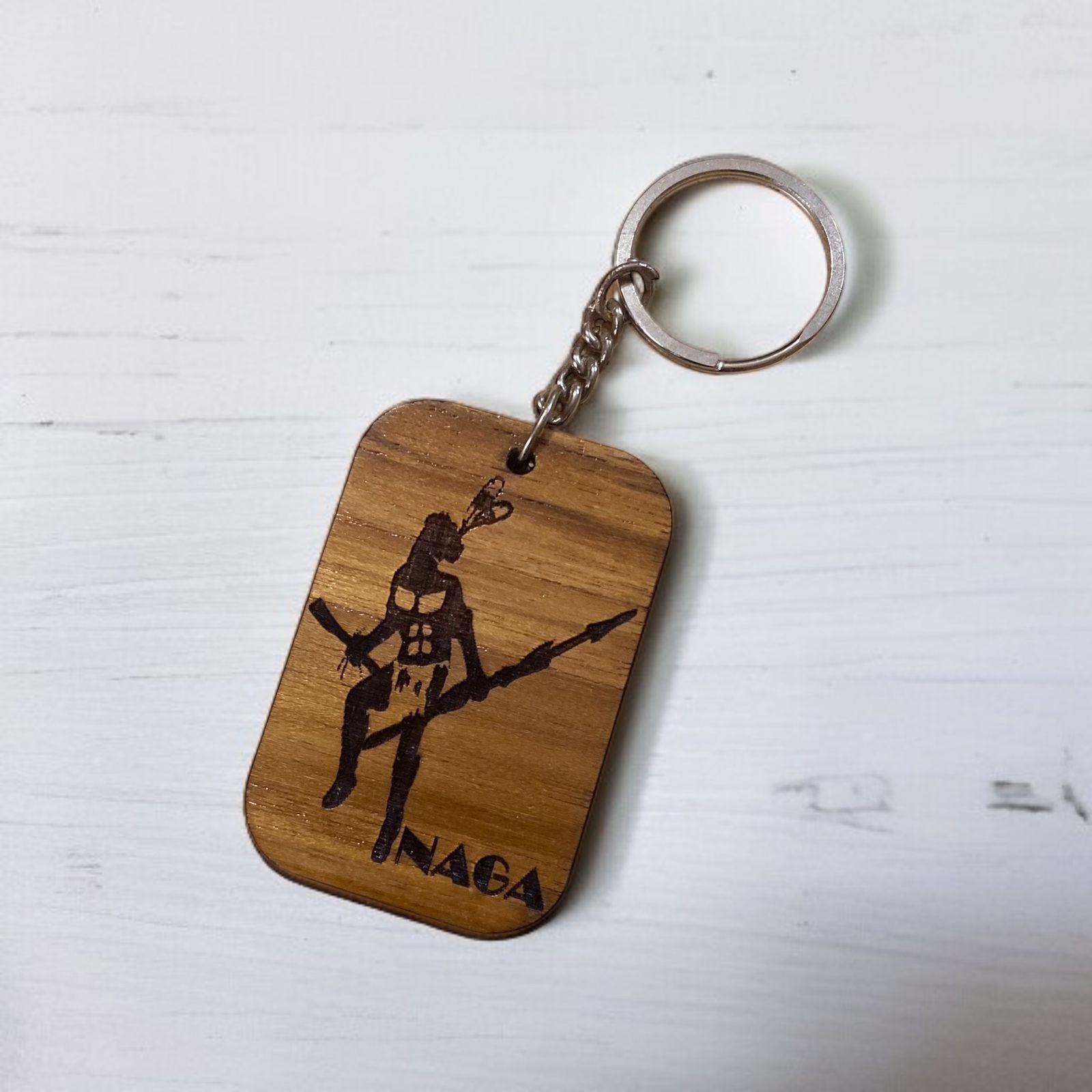 Nagaland-Warrior-Dance-Wooden-Rectangular-Key-Chain-Custom-Creations