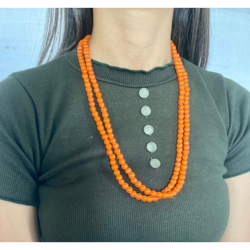 Naga orange beaded simple necklace - Annie Sakhamo