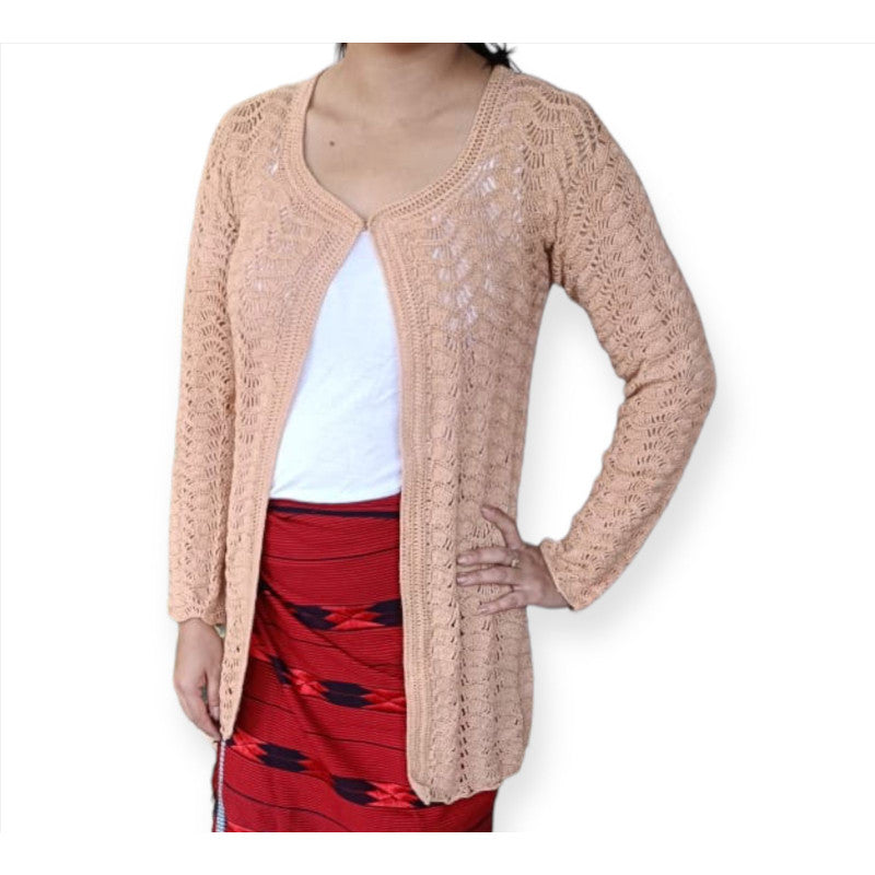 Brown casual Cardigan casual handmade - Aren Crochet