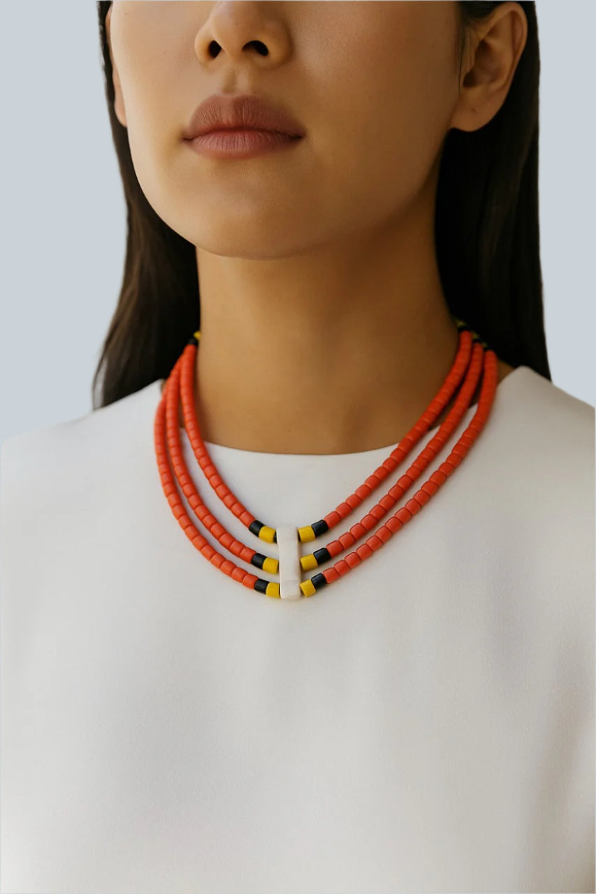 Orange-Yellow-And-Black-Necklace-Flowerchild