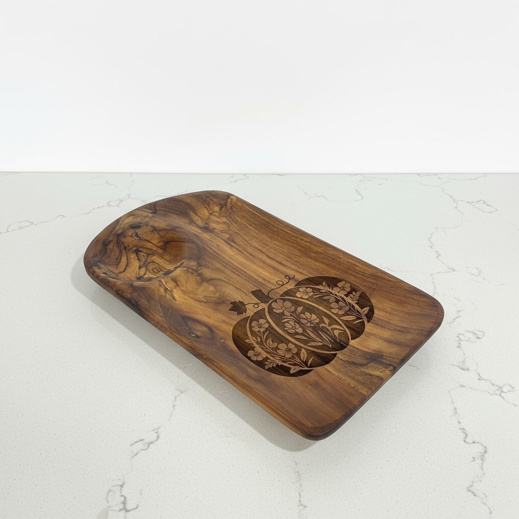 Platter pumpkin wooden platter- Custom Creations