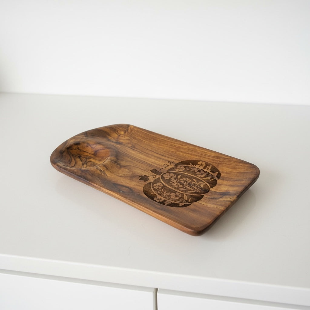 Platter pumpkin wooden platter- Custom Creations