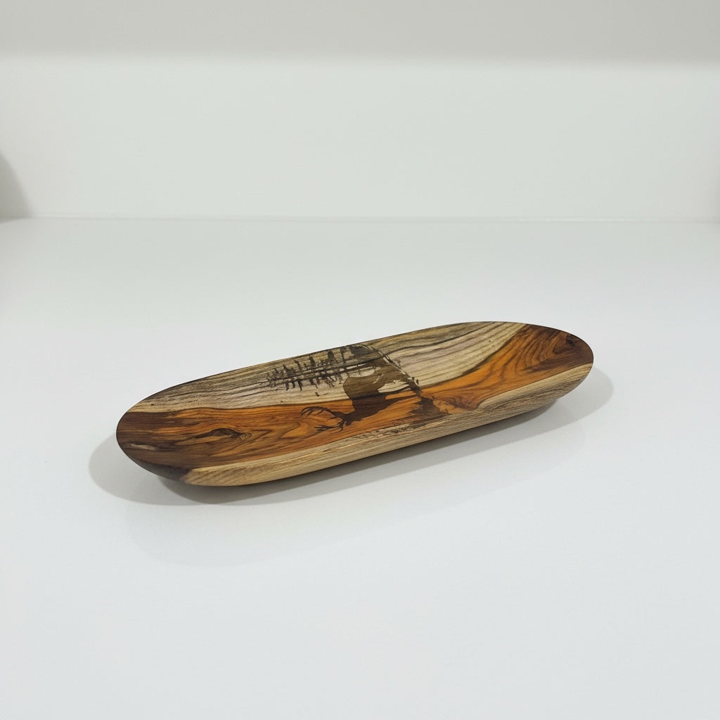 Platter with deer scenery wooden platter - Custom Creations