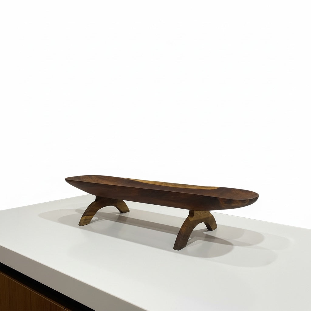 Platter with stand wooden platter medium size dark- Custom Creations