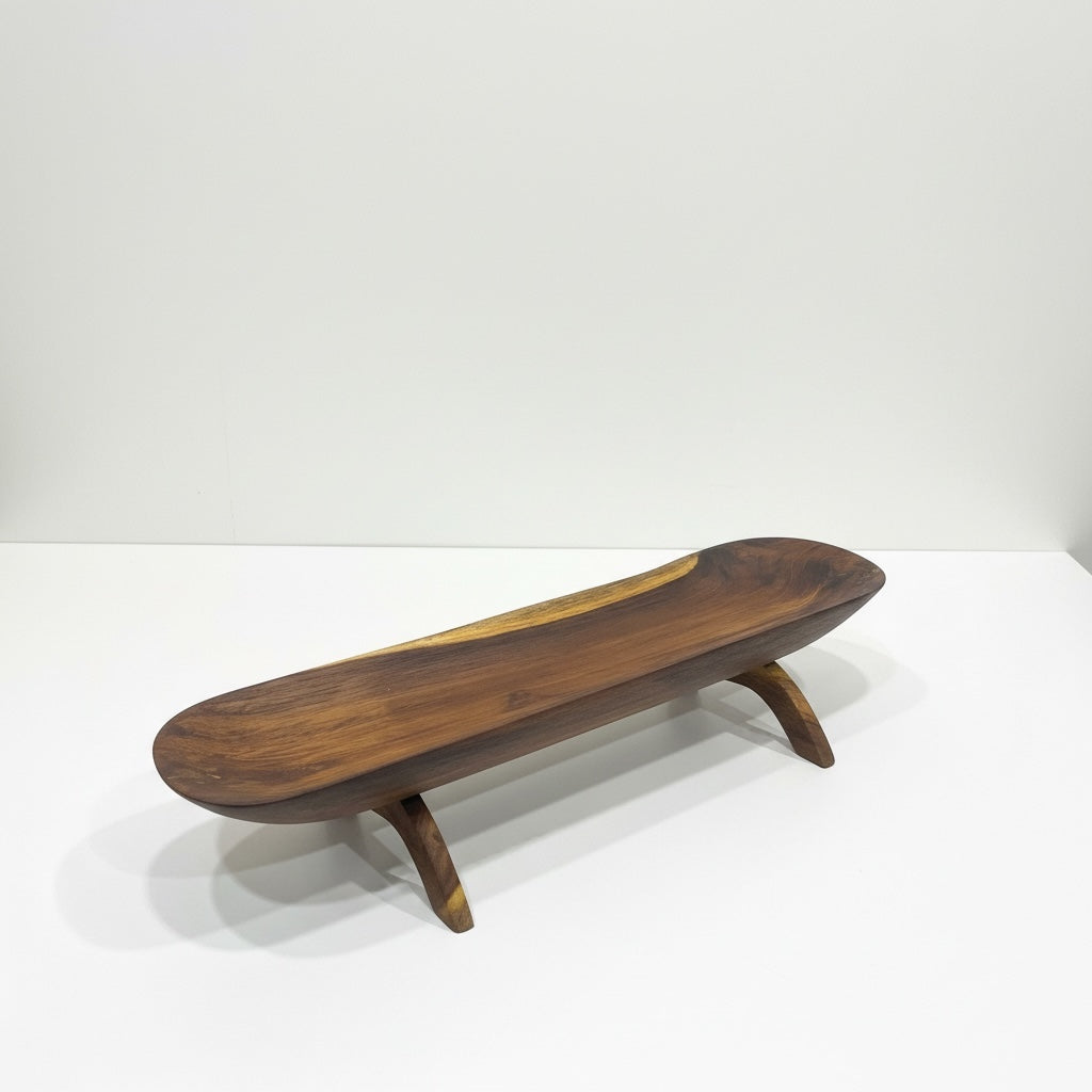 Platter with stand wooden platter medium size dark- Custom Creations