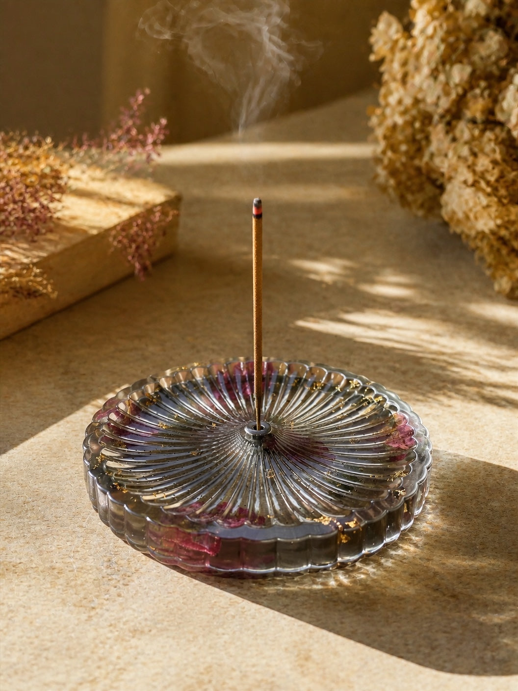 Pressed _Purple _Royal _Fern_ Leaves_ incense_ Stand - Resin by Achila