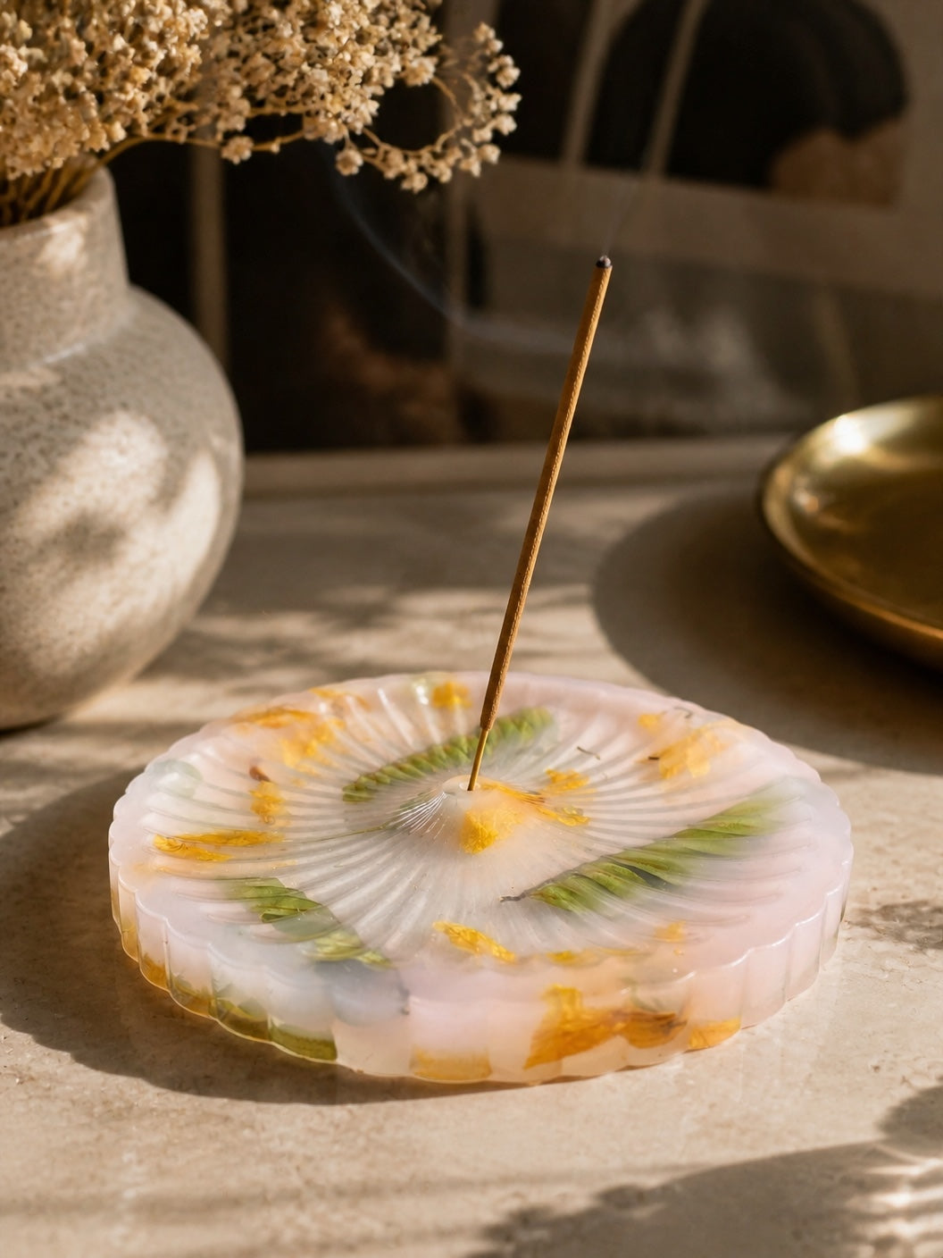 Pressed_ flower_ Resin_ incense_ stand - Resin by Achila