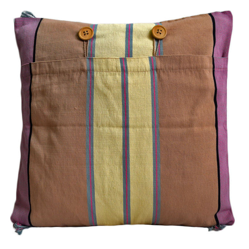 Purely Handwoven Purple Beige Tribal Design Cotton Cushion Covers 1 psc - Ethnic Inspiration