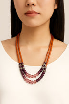 Purple crystal double strand necklace-Annie Sakhamo