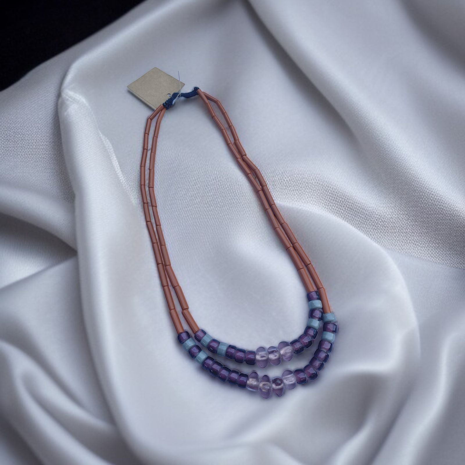 Purple crystal double strand necklace-Annie Sakhamo