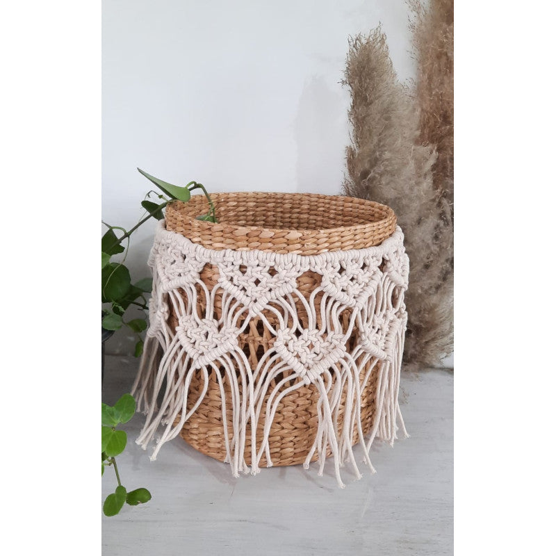 Tassel macramé water reed basket- Indigi Craft