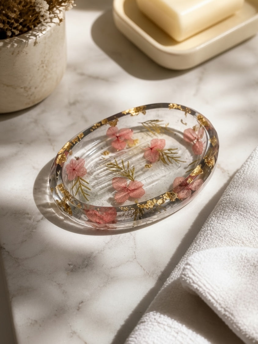 Transparent-Floral -Flake -Soap-Case-Resin by Achila
