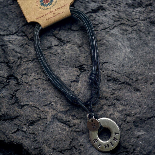 Treasured Elements-Black Zodiac Gemini Pendant