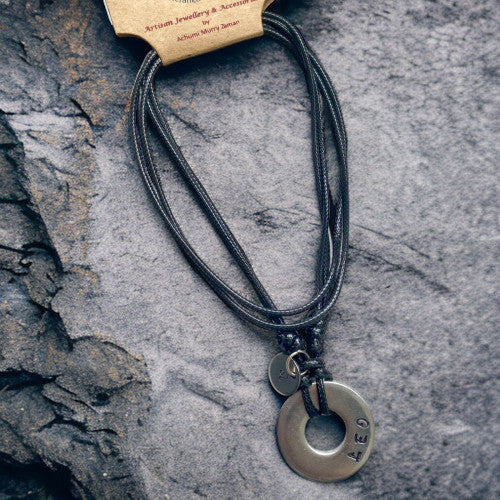 Treasured Elements-Black Zodiac Leo Pendant