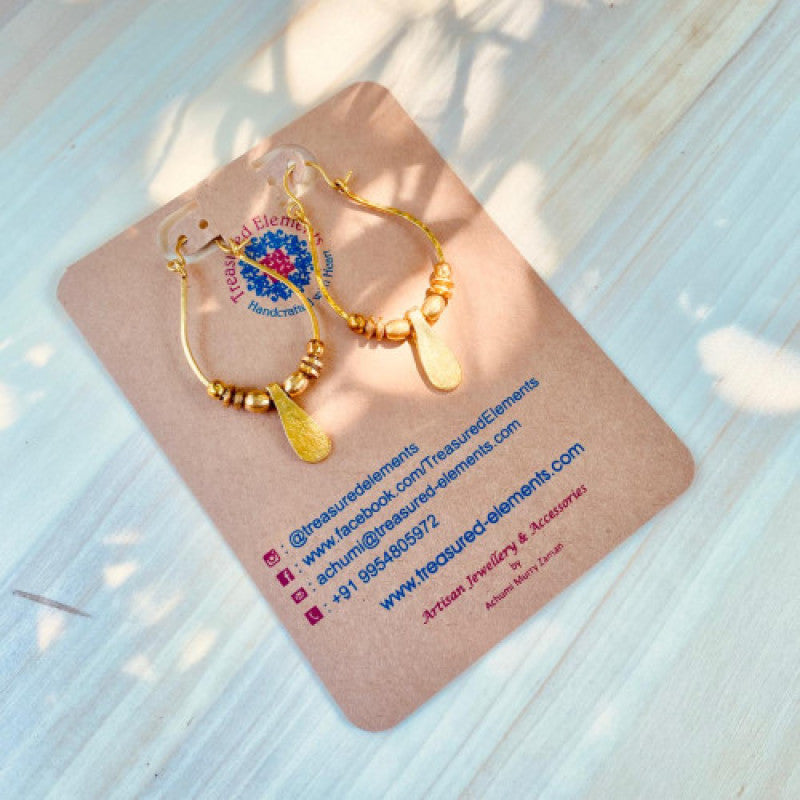 Treasured Elements - Brass Hoop Earrings with Beaded Accents