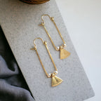 Treasured Elements - Tribal pyramid charms raw brass earrings